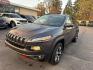2016 GRAY /BLACK Jeep Cherokee Trailhawk 4WD (1C4PJMBS4GW) with an 3.2L V6 DOHC 24V engine, 9A transmission, located at 3304 Woodville Road, Northwood, OH, 43619, (419) 210-8019, 41.612694, -83.480743 - Photo#0