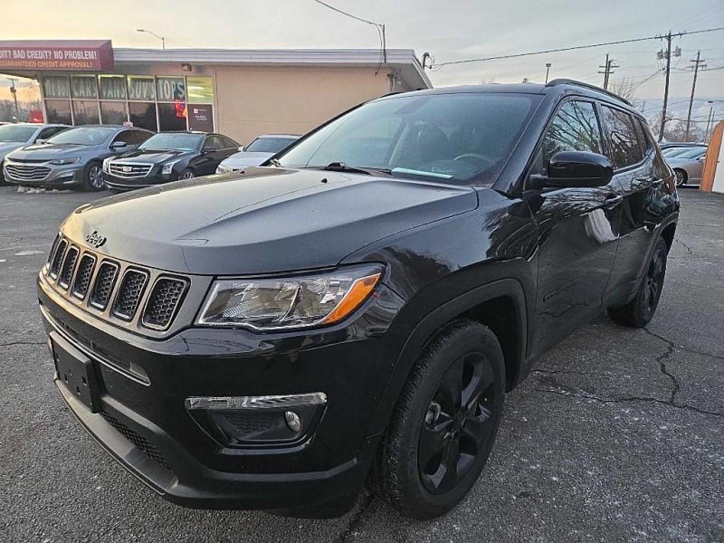 2021 BLACK Jeep Compass Latitude FWD (3C4NJCBBXMT) with an 2.4L L4 DOHC 16V engine, Automatic 6-Spd transmission, located at 3304 Woodville Road, Northwood, OH, 43619, (419) 210-8019, 41.612694, -83.480743 - Photo#0