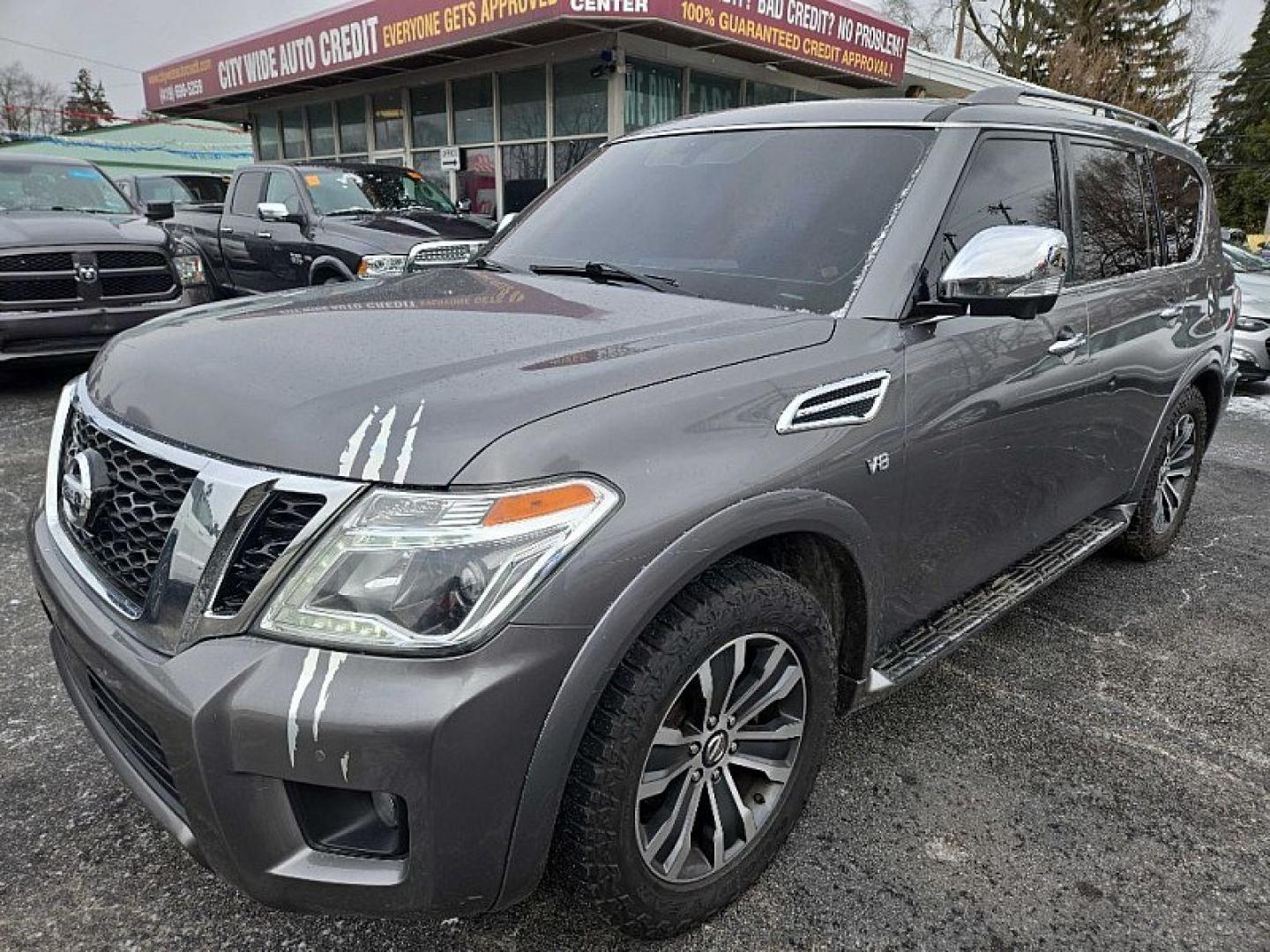 2020 GRAY /BLACK Nissan Armada SL AWD (JN8AY2NC4LX) with an 5.6L V8 DOHC 32V engine, 7A transmission, located at 3304 Woodville Road, Northwood, OH, 43619, (419) 210-8019, 41.612694, -83.480743 - Your #1 Destination for Auto Loans and mdash;No Matter Your Credit!At our dealership, we believe everyone deserves the opportunity to drive their dream car and mdash;whether you have good credit, bad credit, or no credit at all. With a wide selection of hundreds of cars, trucks, and SUVs, you'll fin - Photo#0