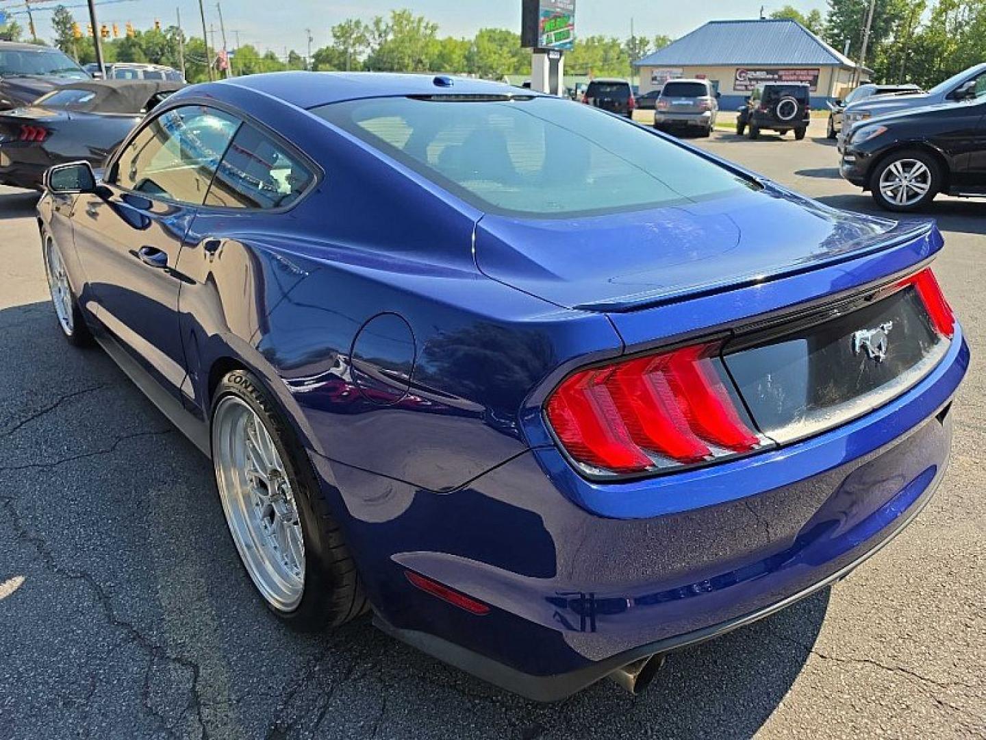 2015 BLUE /BLACK Ford Mustang EcoBoost Coupe (1FA6P8TH0F5) with an 2.3L L4 DOHC 16V engine, Auto 6-Spd SelectShift transmission, located at 3304 Woodville Road, Northwood, OH, 43619, (419) 210-8019, 41.612694, -83.480743- Photo#2