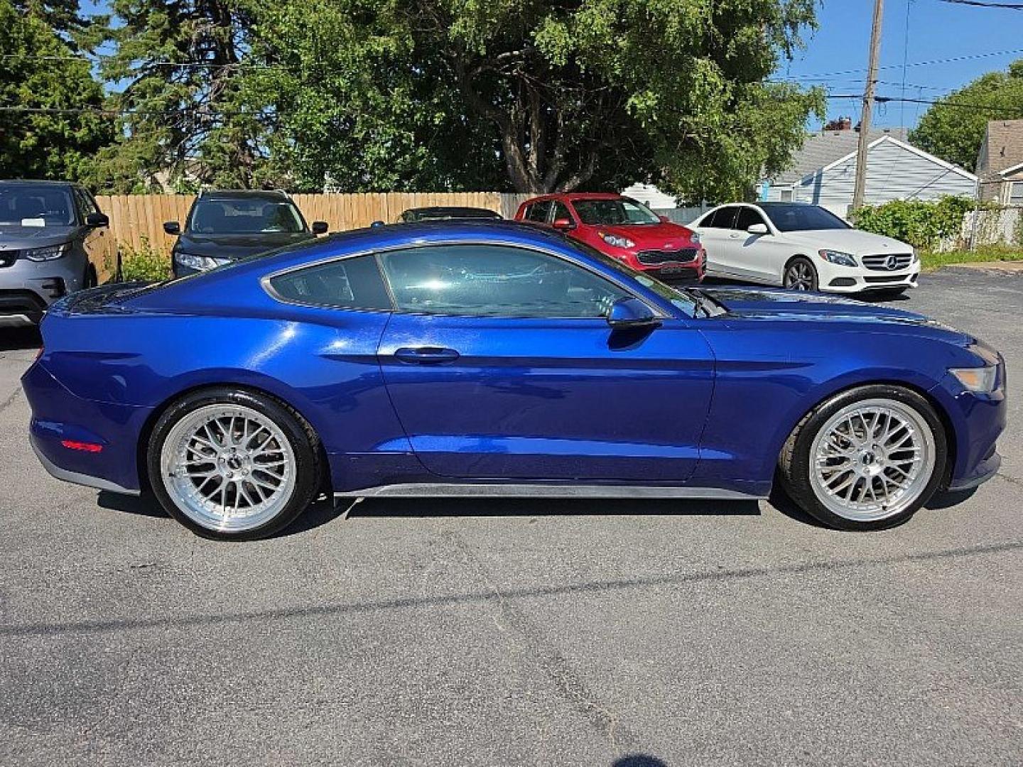 2015 BLUE /BLACK Ford Mustang EcoBoost Coupe (1FA6P8TH0F5) with an 2.3L L4 DOHC 16V engine, Auto 6-Spd SelectShift transmission, located at 3304 Woodville Road, Northwood, OH, 43619, (419) 210-8019, 41.612694, -83.480743- Photo#5