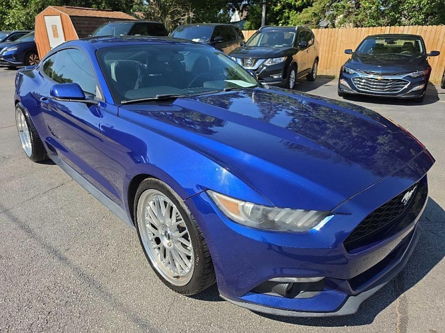 2015 BLUE /BLACK Ford Mustang EcoBoost Coupe (1FA6P8TH0F5) with an 2.3L L4 DOHC 16V engine, Auto 6-Spd SelectShift transmission, located at 3304 Woodville Road, Northwood, OH, 43619, (419) 210-8019, 41.612694, -83.480743- Photo#6