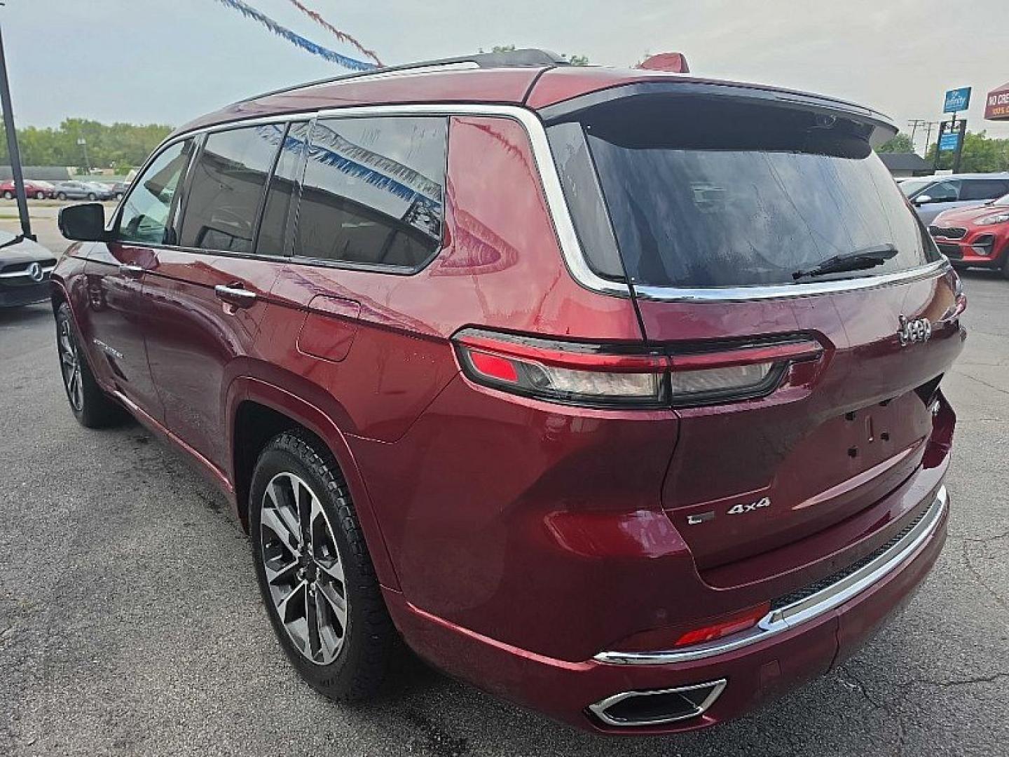 2021 RED /TAN Jeep Grand Cherokee L Overland 4WD (1C4RJKDT5M8) with an 5.7L V8 OHV 16V engine, 8A transmission, located at 3304 Woodville Road, Northwood, OH, 43619, (419) 210-8019, 41.612694, -83.480743- Photo#2